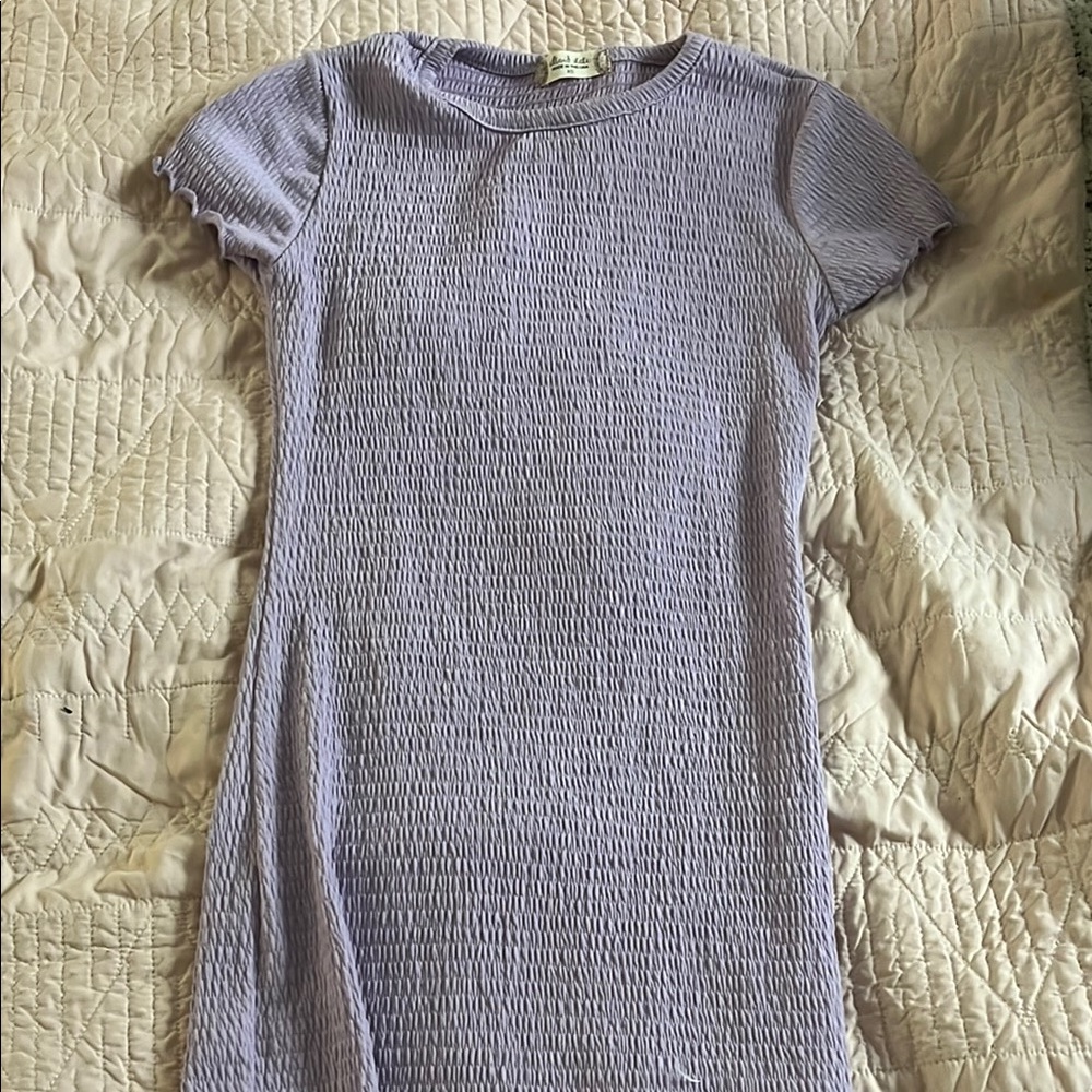 Lilac Textured Short Sleeve Dress